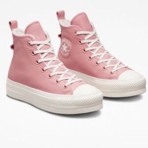 Converse CTAS Hi Lift Lined Leather Rust Pink Platform Sneakers Sz 10 A04256C